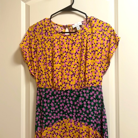 Topshop Floral Print Short Sleeve Midi Dress -NWOT - Picture 7 of 8